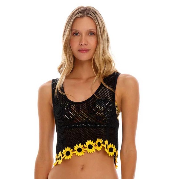 Agua Bendita Free People Colaboration Brit Sunshower Crop Top Tank Black Size S - Picture 2 of 12